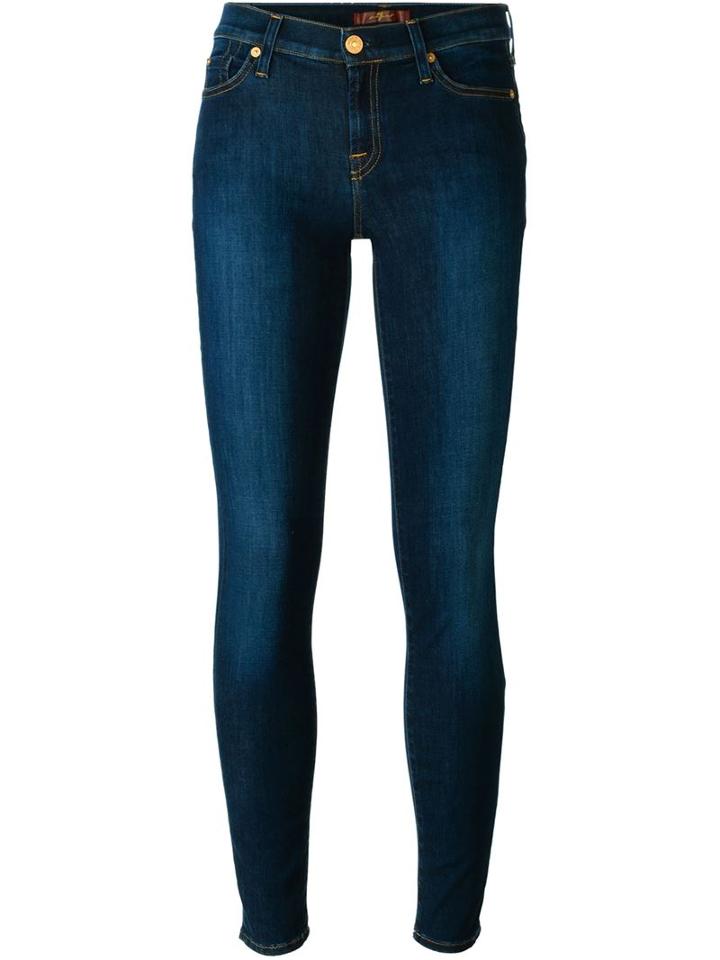 7 For All Mankind Skinny Jeans, Women's, Size: 27, Blue, Cotton/polyester/lyocell/spandex/elastane