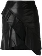 Iro - Oyama Asymmetric Ruffled Skirt - Women - Lamb Skin/acetate - 36, Black, Lamb Skin/acetate