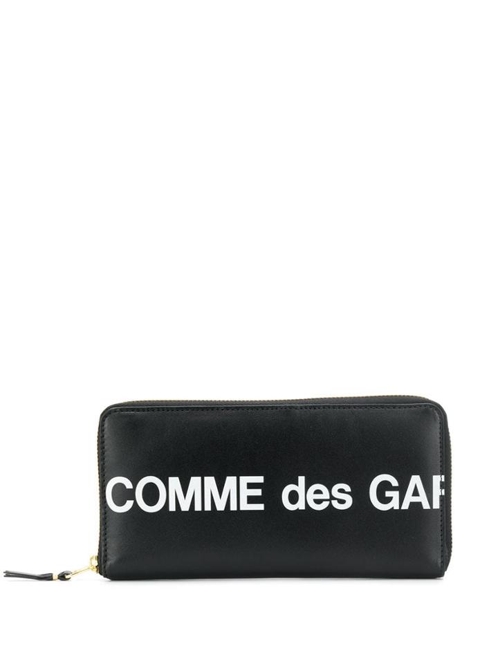 Comme Des Garçons Wallet Rectangular Logo Print Wallet - Black