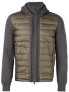 Moncler Padded Panel Cardigan, Men's, Size: Medium, Grey, Feather Down/polyamide/virgin Wool