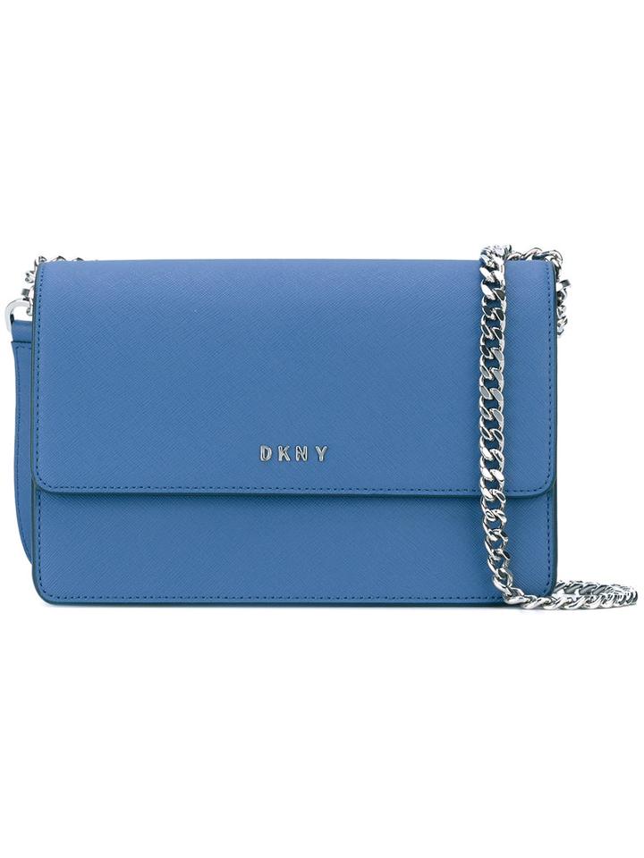 Dkny - Flap Shoulder Bag - Women - Calf Leather - One Size, Blue, Calf Leather