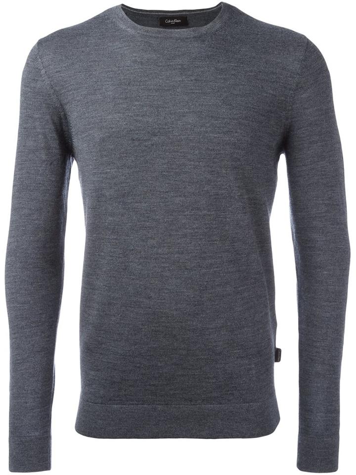 Calvin Klein Crew Neck Jumper, Men's, Size: Medium, Black, Cotton/wool
