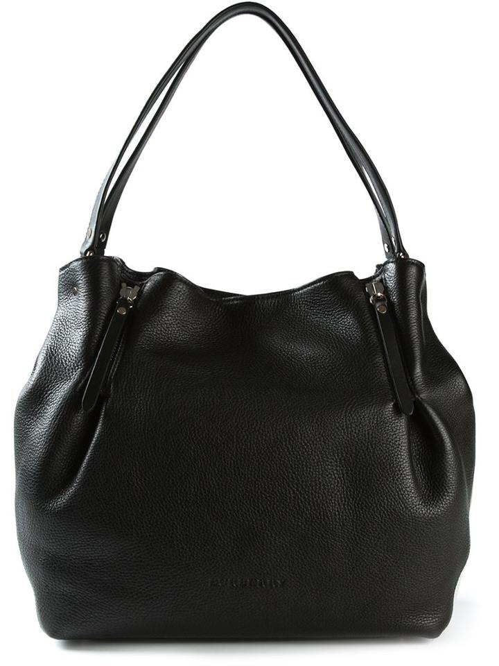 Burberry Haymarket Check Detail Tote, Women's, Black