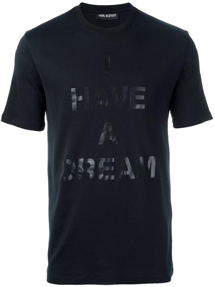 Neil Barrett I Have A Dream Print T-shirt, Men's, Size: Xl, Black, Cotton