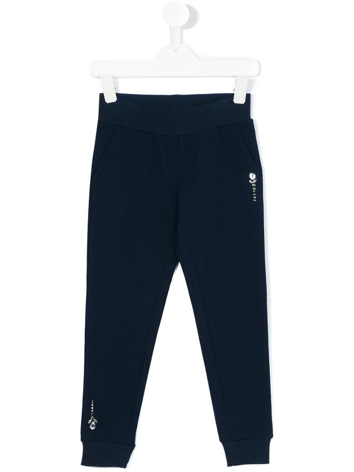Monnalisa - Gem Embellished Track Pants - Kids - Cotton/spandex/elastane - 6 Yrs, Blue