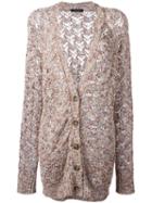 Roberto Collina Loose Knit Cardigan, Women's, Size: Medium, Red, Cotton/linen/flax/viscose/polyimide