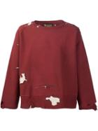 Levi's Vintage Clothing Distressed Sweatshirt, Men's, Size: Large, Red, Cotton