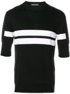 Neil Barrett Striped Short Sleeve Sweater - Black