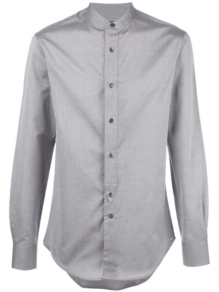 Emporio Armani Band Collar Shirt, Men's, Size: 40, Grey, Cotton
