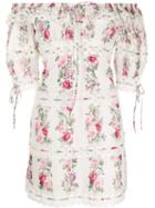 Zimmermann Off The Shoulder Floral Print Dress - White