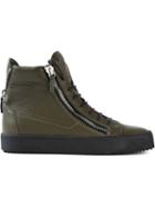 Giuseppe Zanotti Design Nolan Hi-top Sneakers, Men's, Size: 40, Green, Calf Leather/rubber
