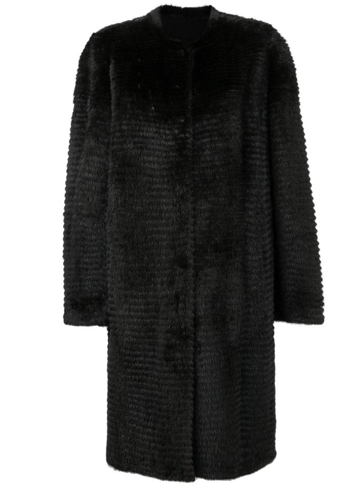 Liska Oversized Fur-trim Coat - Brown