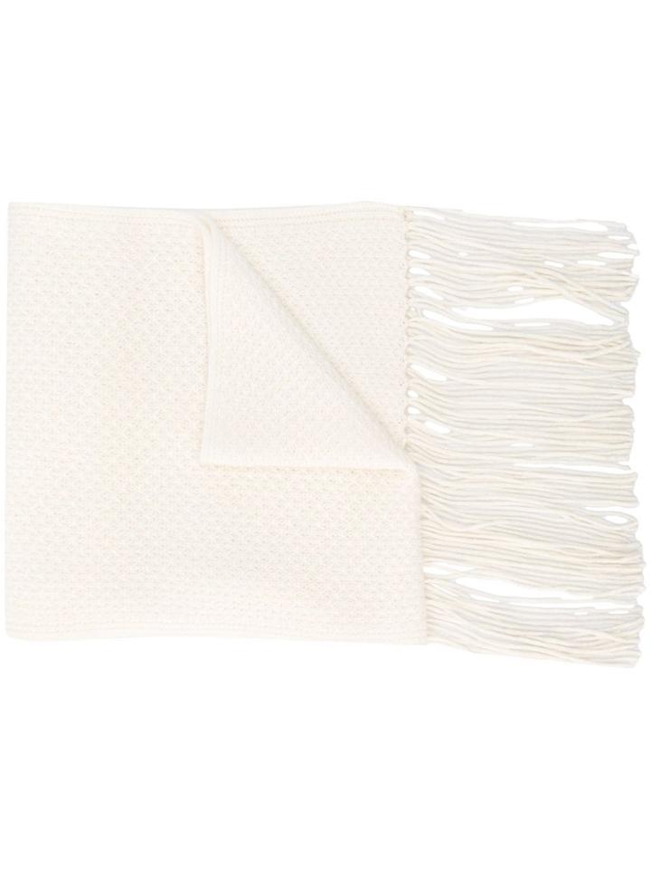 N.peal Waffle Knit Scarf - White