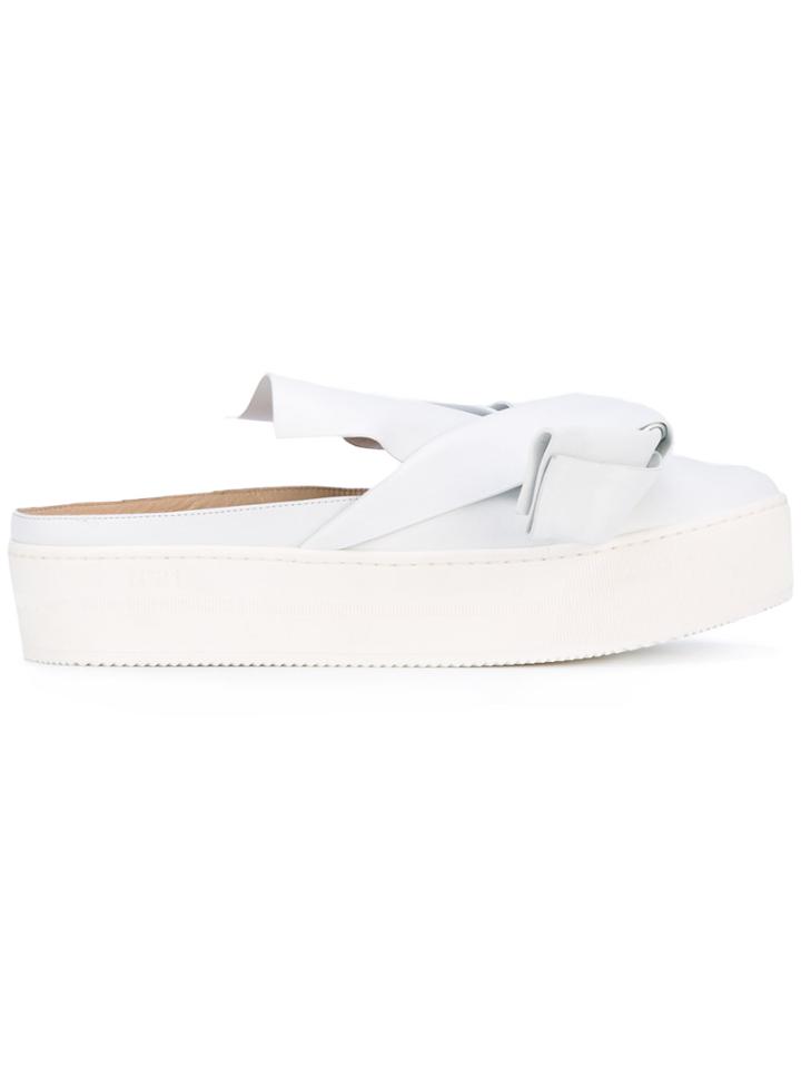 No21 Oversized Bow Mules - White