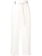 Peserico Tie Waist Cropped Trousers - White