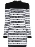 Balmain Fitted Logo Stripe Mini Dress - Black
