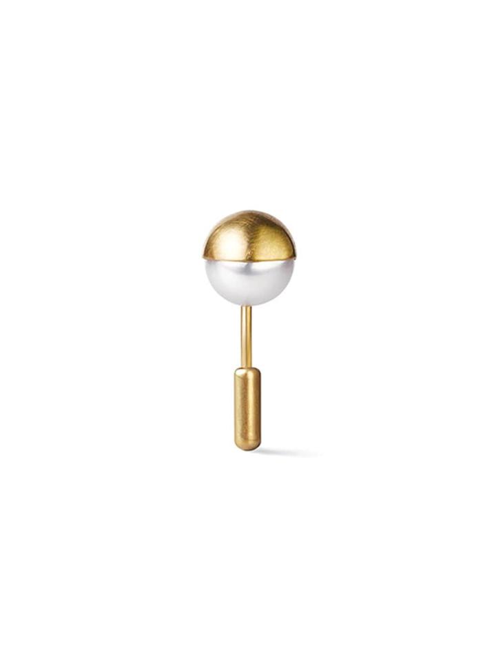 Shihara Half Pearl Earring 180&deg; - Metallic