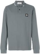 Stone Island - Longsleeved Polo Shirt - Men - Cotton/spandex/elastane - S, Grey, Cotton/spandex/elastane