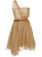 Preen By Thornton Bregazzi Asymmetric Organza Dress - Brown