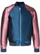 Private Policy Raw Edge Bomber Jacket, Men's, Size: Small, Pink/purple, Silk/wool