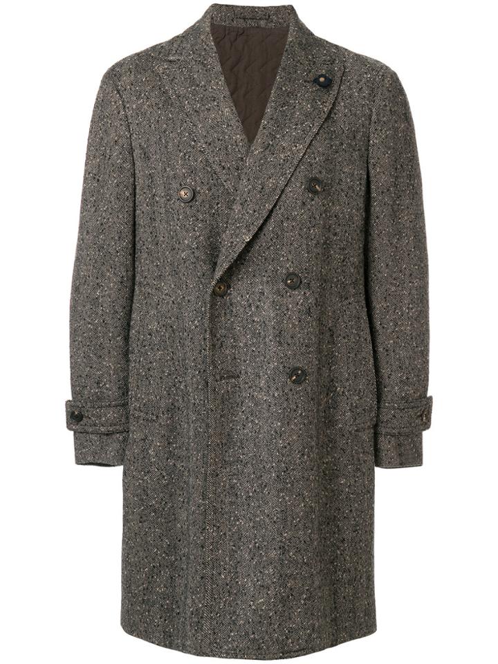Lardini Double Breasted Coat - Brown