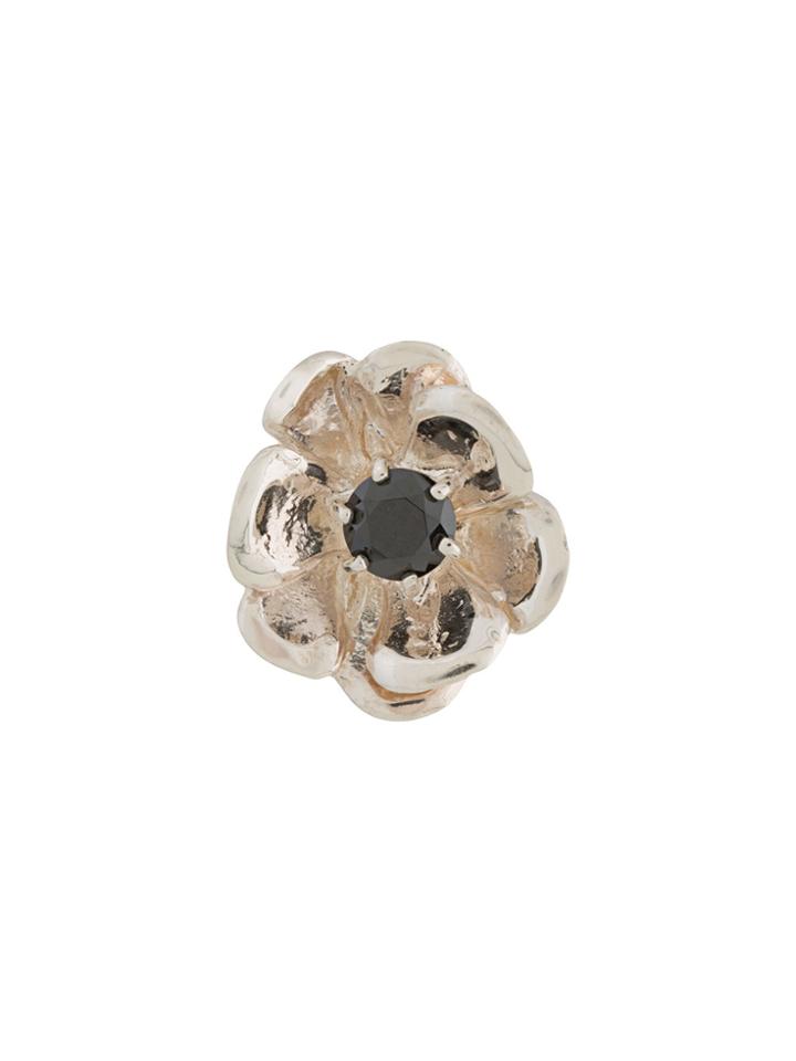 E.m. Crystal Stud Flower Earring - Metallic