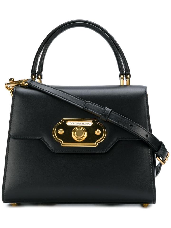 Dolce & Gabbana Calfskin Welcome Shoulder Bag - Black