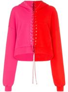 Unravel Project Lace Up Contrast Hoodie - Pink