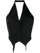 A.w.a.k.e. Mode Halterneck Waistcoat Top - Black