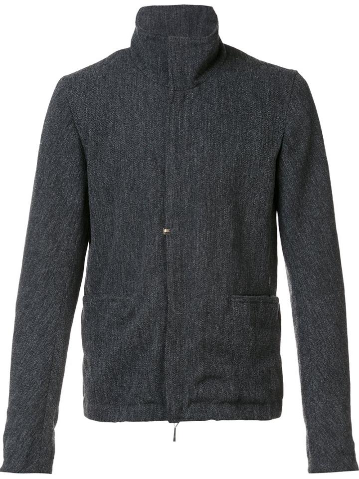 Taichi Murakami Roll Neck Zipped Jacket, Men's, Size: 7, Grey, Ramie/polyester/wool