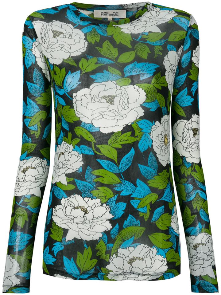 Diane Von Furstenberg Floral Printed Top - Black