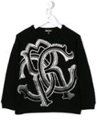 Roberto Cavalli Kids Logo Embroidered Jumper, Girl's, Size: 6 Yrs, Black
