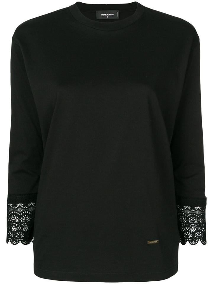 Dsquared2 Lace Trim Top - Black
