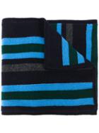 Pringle Of Scotland Striped Knitted Scarf - Blue