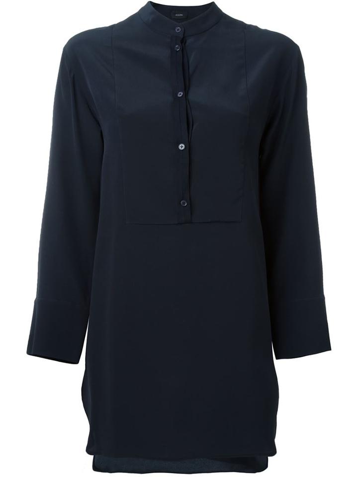Joseph Band Collar Shirt, Women's, Size: 36, Blue, Silk