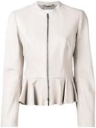 Boss Hugo Boss - Peplum Hem Jacket - Women - Lamb Skin/polyester - 36, Women's, Nude/neutrals, Lamb Skin/polyester