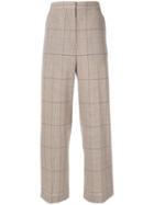 Des Prés Plaid Print Tailored Trousers - Brown