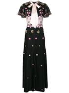 Temperley London Shawl Floral Evening Gown - Black