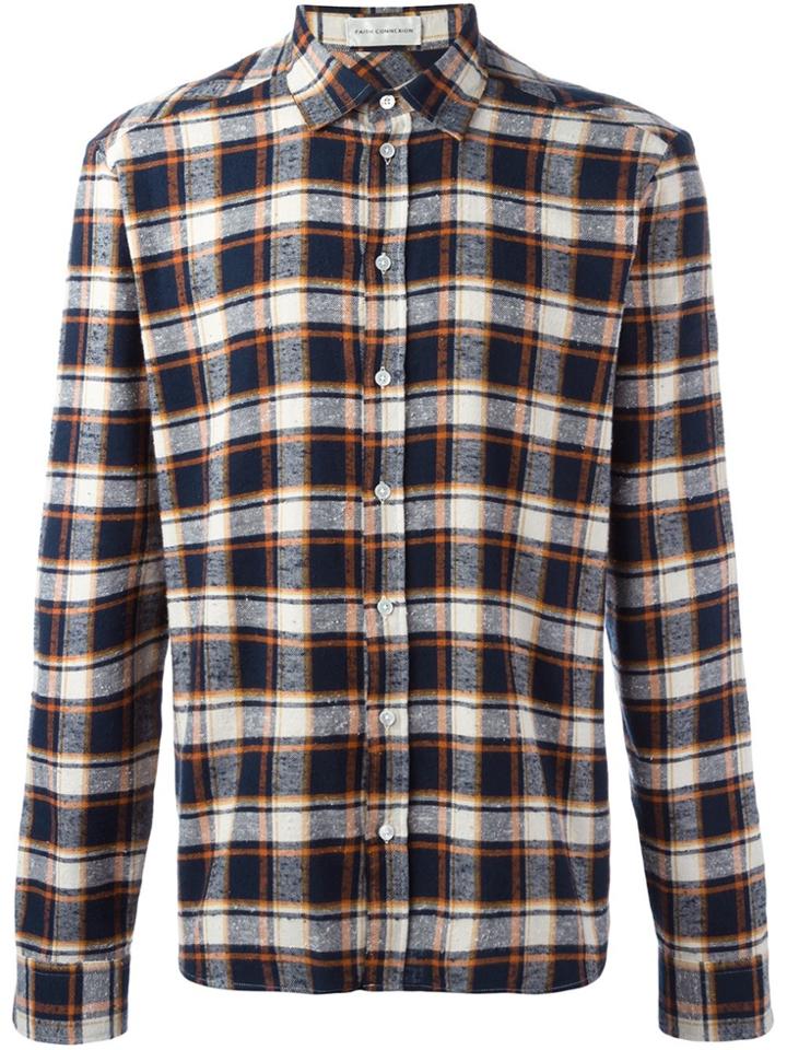 Faith Connexion Plaid Button Down Shirt - Blue