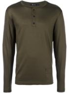 T By Alexander Wang Henley T-shirt, Men's, Size: Medium, Green, Cotton/wool