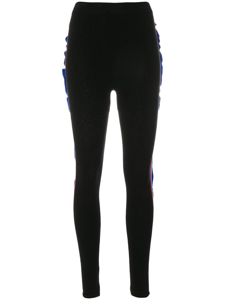 Laneus Side Ruffle Leggings - Black