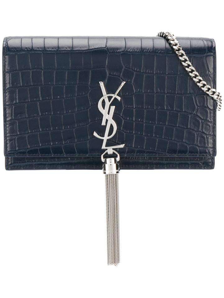 Saint Laurent Medium Kate Monogram Satchel Bag - Blue