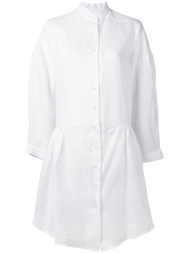 Roberts Wood - Mid-length Shirt Dress - Women - Linen/flax - S, Women's, White, Linen/flax