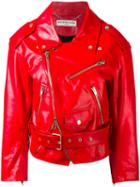 Balenciaga Biker Jacket, Women's, Size: 36, Red, Calf Leather/polyester/viscose