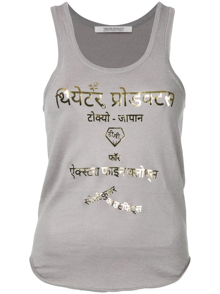 Theatre Products Metallic Lettering Print Tank, Women's, Grey, Cotton/acrylic