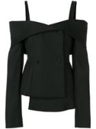 Off-white Off-the-shoulder Woven Jacket - Black