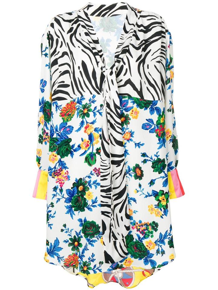 Msgm Printed Flared Dress - White