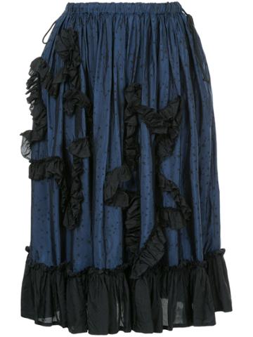 Miyao Star Print Frill Trim Skirt - Blue