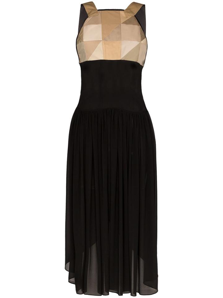 Duran Lantink Quilted Panel Pleated Midi Dress - Black