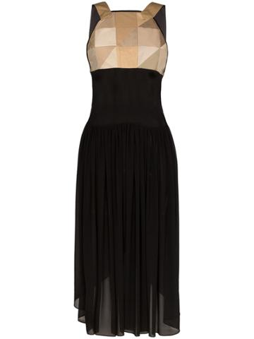 Duran Lantink Quilted Panel Pleated Midi Dress - Black